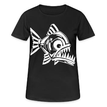 Poisson blanc carnivore - T-shirt respirant Femme - noir - Devant - AI Model Female 172 light (172cm)