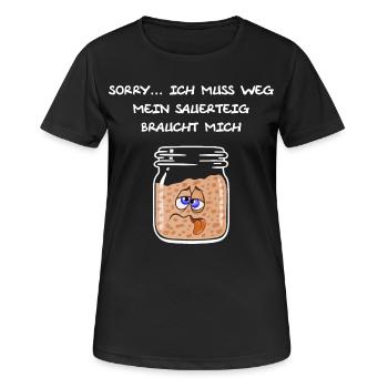 Sauerteig, backen, Brot, Sauerteigbrot, Anstellgut - Frauen T-Shirt atmungsaktiv - Schwarz - Vorne - AI Model Female 172 light (172cm)