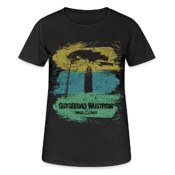 Wustrow Ostsee - DarssCoast - Halbinsel Darss - Frauen T-Shirt atmungsaktiv - Schwarz - Vorne - AI Model Female 172 light (172cm)