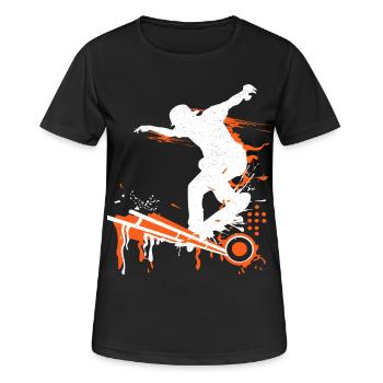 Skate | Skateboard | Patineur - T-shirt respirant Femme - noir - Devant - AI Model Female 172 light (172cm)