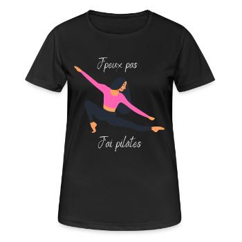 J'peux pas j'ai pilâtes - T-shirt respirant Femme - noir - Devant - AI Model Female 172 light (172cm)