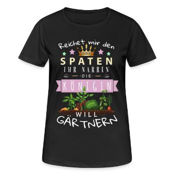 Reichet mir den Spaten Königin Gärtnern Spruch - Frauen T-Shirt atmungsaktiv - Schwarz - Vorne - AI Model Female 172 light (172cm)