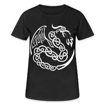 Dragon celte blanc - T-shirt respirant Femme - noir - Devant - AI Model Female 172 light (172cm)