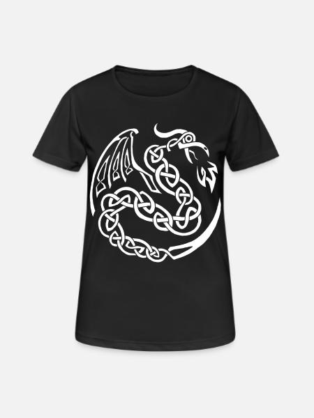 White celtic dragon - Women's Breathable T-Shirt - black