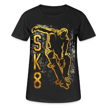 Patineur | d’or | SK8 | de skate Skateboard - T-shirt respirant Femme - noir - Devant - AI Model Female 172 light (172cm)