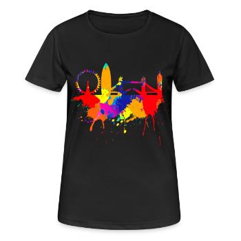 Londres Skyline Coloré couleurs Peinture Amour Angleterre - T-shirt respirant Femme - noir - Devant - AI Model Female 172 light (172cm)