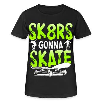 Patineurs qui vont patiner | Skateboard - T-shirt respirant Femme - noir - Devant - AI Model Female 172 light (172cm)