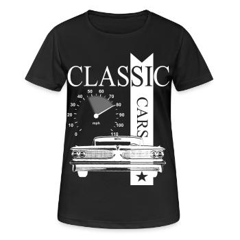 Voitures classiques automobiles - T-shirt respirant Femme - noir - Devant - AI Model Female 172 light (172cm)