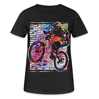 Mountainbike | Mountainbiker | Mountainbiken | MTB - Frauen T-Shirt atmungsaktiv - Schwarz - Vorne - AI Model Female 172 light (172cm)