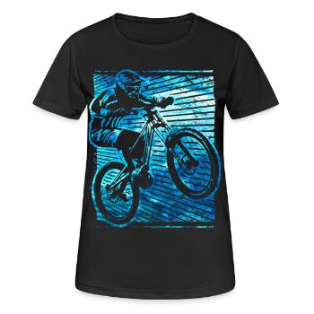 Mountainbike | Mountainbiker | Mountainbiken | MTB - Frauen T-Shirt atmungsaktiv - Schwarz - Vorne - AI Model Female 172 light (172cm)