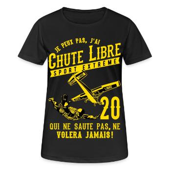 Chute Libre Sport Extrême 2020 - T-shirt respirant Femme - noir - Devant - AI Model Female 172 light (172cm)