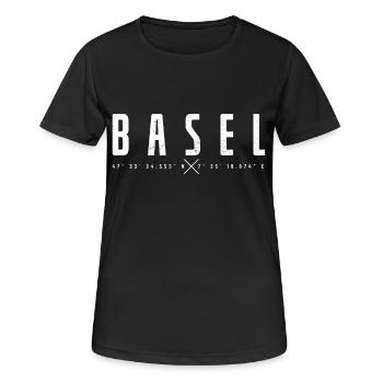 Basel, Switzerland - Women's Breathable T-Shirt - black - Front - AI Model Female 172 light (172cm)