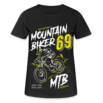 Mountainbike - Mountainbiker - Mountainbiken - MTB - Frauen T-Shirt atmungsaktiv - Schwarz - Vorne - AI Model Female 172 light (172cm)