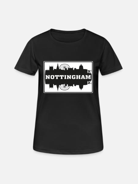 Nottingham England Travel Souvenir Skyline Silhoue - Women's Breathable T-Shirt - black