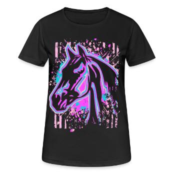 Cheval - Rose Lila - T-shirt respirant Femme - noir - Devant - AI Model Female 172 light (172cm)