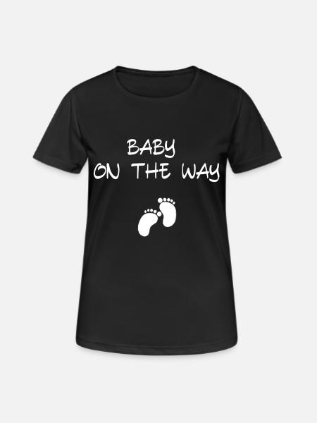 Baby On The Way Footprints - Women's Breathable T-Shirt - black