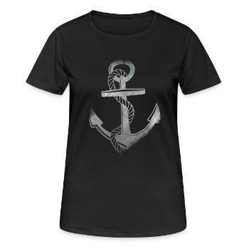 Anker - Frauen T-Shirt atmungsaktiv - Schwarz - Vorne - AI Model Female 172 light (172cm)