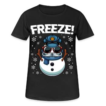 Kapitän Frost Schneemann Polizei Weihnachten - Frauen T-Shirt atmungsaktiv - Schwarz - Vorne - AI Model Female 172 light (172cm)