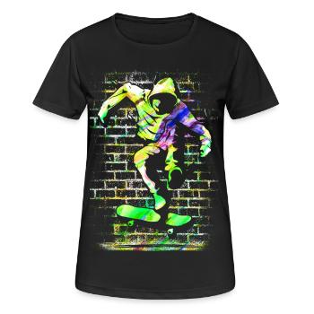 SK8R | | de skate Patineur | | de skateboard Patinage - T-shirt respirant Femme - noir - Devant - AI Model Female 172 light (172cm)