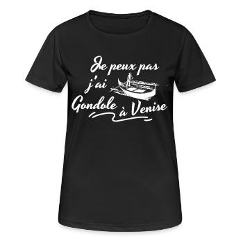 Je peux pas j'ai Gondole à Venise - T-shirt respirant Femme - noir - Devant - AI Model Female 172 light (172cm)