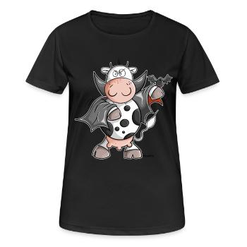 Dracula Kuh I Vampir Fun - Frauen T-Shirt atmungsaktiv - Schwarz - Vorne - AI Model Female 172 light (172cm)