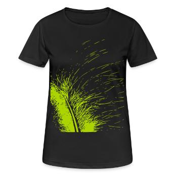 Plume abstraite / ligne / vert / motif - T-shirt respirant Femme - noir - Devant - AI Model Female 172 light (172cm)