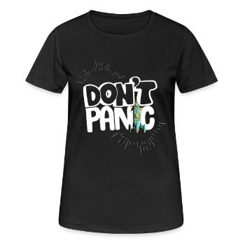 Pas de peur panique disant bande dessinée fusée humour aide - T-shirt respirant Femme - noir - Devant - AI Model Female 172 light (172cm)