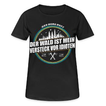Der Wald ist mein Versteck vor Idioten - Frauen T-Shirt atmungsaktiv - Schwarz - Vorne - AI Model Female 172 light (172cm)
