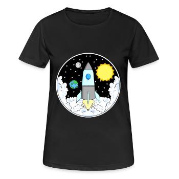 Rakete Weltall - Frauen T-Shirt atmungsaktiv - Schwarz - Vorne - AI Model Female 172 light (172cm)