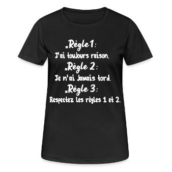 J'ai toujours raison - T-shirt respirant Femme - noir - Devant - AI Model Female 172 light (172cm)