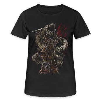 Drachenwächter-Samurai-Bogenschützen-Fantasy - Frauen T-Shirt atmungsaktiv - Schwarz - Vorne - AI Model Female 172 light (172cm)