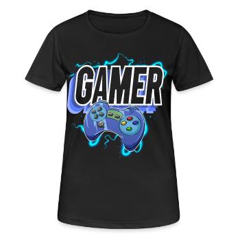 Gamer Gaming Zocken Zocker - Frauen T-Shirt atmungsaktiv - Schwarz - Vorne - AI Model Female 172 light (172cm)