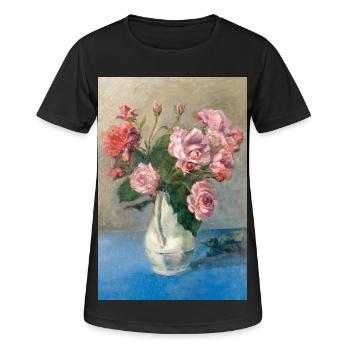 Malerei - Malerei mit Rosen in der Vase. - Frauen T-Shirt atmungsaktiv - Schwarz - Vorne - AI Model Female 172 light (172cm)