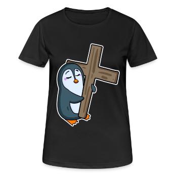 Penguin and cross religion - Women's Breathable T-Shirt - black - Front - AI Model Female 172 light (172cm)
