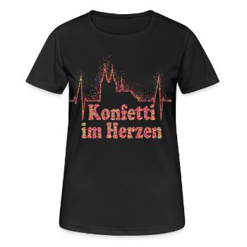 Köln Herzschlag Konfetti Im Herzen Karneval Kölner - Frauen T-Shirt atmungsaktiv - Schwarz - Vorne - AI Model Female 172 light (172cm)