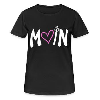 Moin Herz Anker Plattdeutsch - Frauen T-Shirt atmungsaktiv - Schwarz - Vorne - AI Model Female 172 light (172cm)