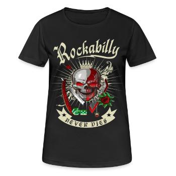 Rockabilly Skull - Women's Breathable T-Shirt - black - Front - AI Model Female 172 light (172cm)