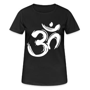 Signes OM - symbole OM - T-shirt respirant Femme - noir - Devant - AI Model Female 172 light (172cm)