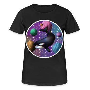 Orca im Raum - Frauen T-Shirt atmungsaktiv - Schwarz - Vorne - AI Model Female 172 light (172cm)
