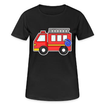 Camion de pompiers - T-shirt respirant Femme - noir - Devant - AI Model Female 172 light (172cm)