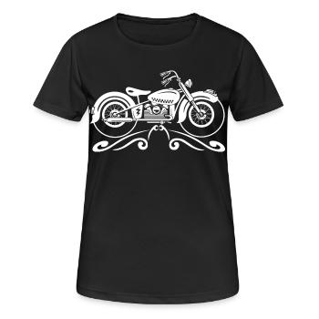 Vintage-Motorrad mit ornamentalem Filigran - Frauen T-Shirt atmungsaktiv - Schwarz - Vorne - AI Model Female 172 light (172cm)