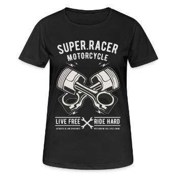 Super Racer Motorcycle V2 Motor Biker Motorshirt - Frauen T-Shirt atmungsaktiv - Schwarz - Vorne - AI Model Female 172 light (172cm)
