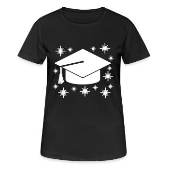 Studium Abschluss Absolventenkappe - Frauen T-Shirt atmungsaktiv - Schwarz - Vorne - AI Model Female 172 light (172cm)
