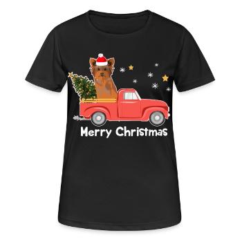 Pick-up Yorkie Christmas Tree - T-shirt respirant Femme - noir - Devant - AI Model Female 172 light (172cm)