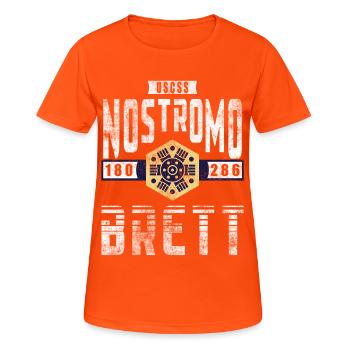 Alien Nostromo Besatzungsrang Brett - Frauen T-Shirt atmungsaktiv - Neonorange - Vorne - AI Model Female 172 dark (172cm)