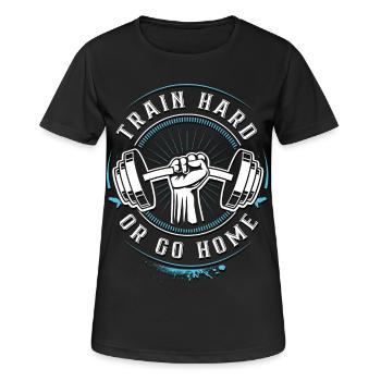 Train hard or go Home - Frauen T-Shirt atmungsaktiv - Schwarz - Vorne - AI Model Female 172 light (172cm)