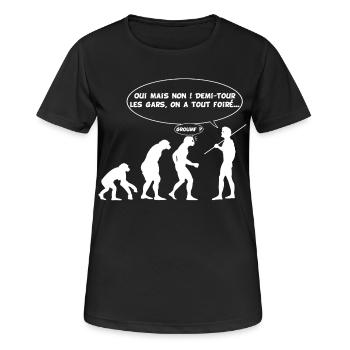 évolution inversée - T-shirt respirant Femme - noir - Devant - AI Model Female 172 light (172cm)