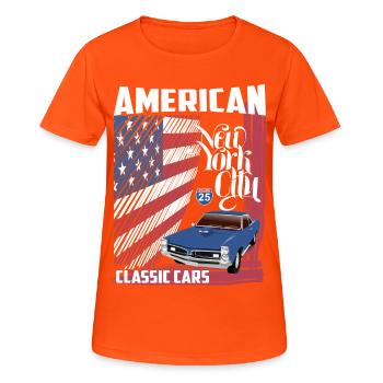 American Classic Cars - Frauen T-Shirt atmungsaktiv - Neonorange - Vorne - AI Model Female 172 dark (172cm)