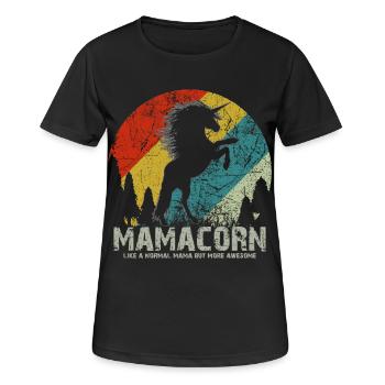 Mama Unicorn Sunset Retro Style Shirt - Women's Breathable T-Shirt - black - Front - AI Model Female 172 light (172cm)