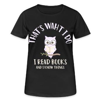 Ich lese Bücher Eule Nachteule Bücher Bücherwurm - Frauen T-Shirt atmungsaktiv - Schwarz - Vorne - AI Model Female 172 light (172cm)